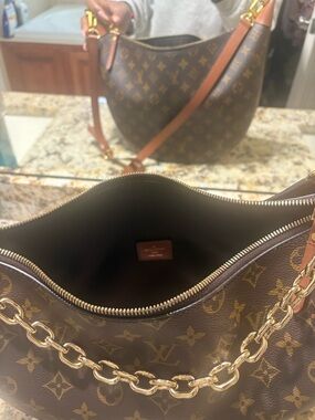 Louis Vuitton Monogram Hobo Bag in Brown with Gold Hardware
